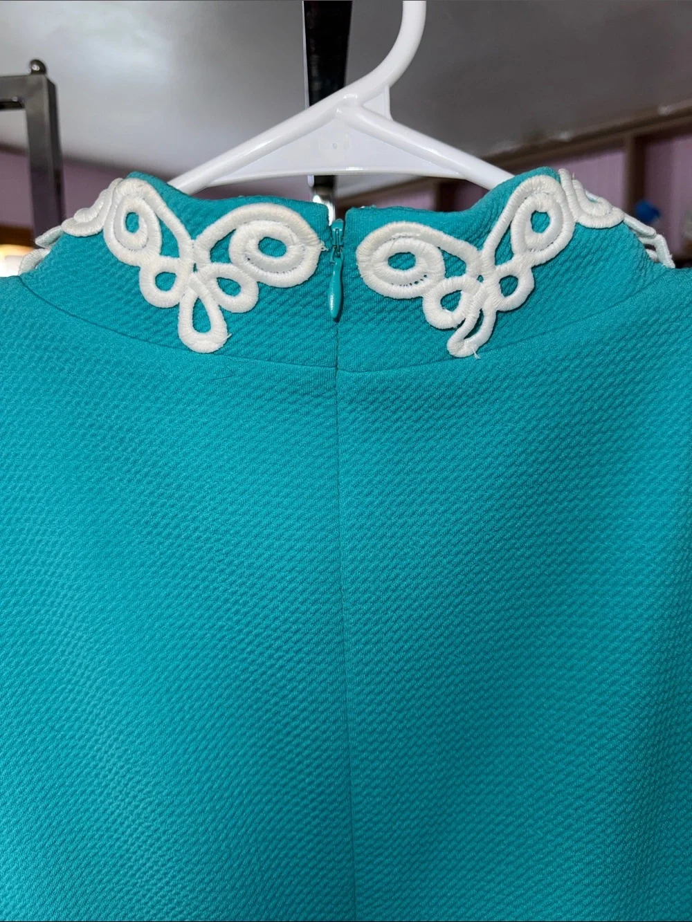 Jessica Howard Teal Embroidered Neck Shift Dress 16 EUC - Picture 4 of 6